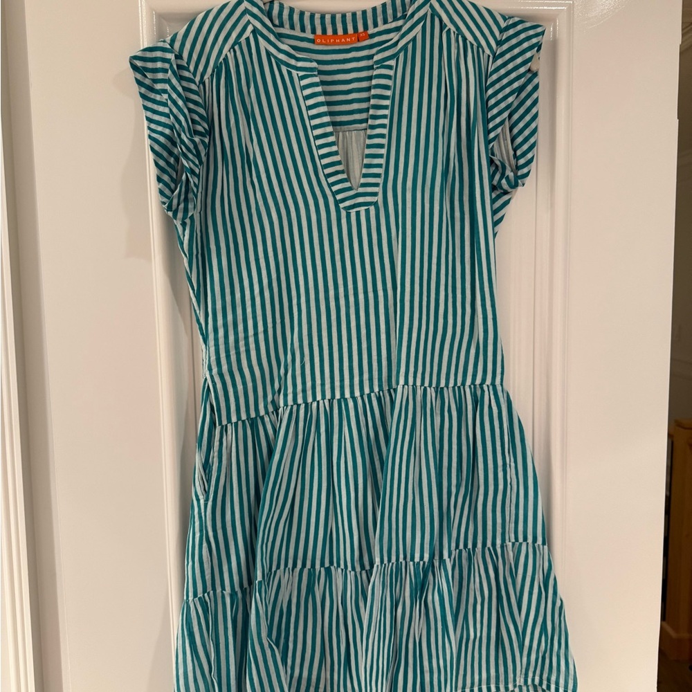 Oliphant Green and White Casual Raglan Sundress